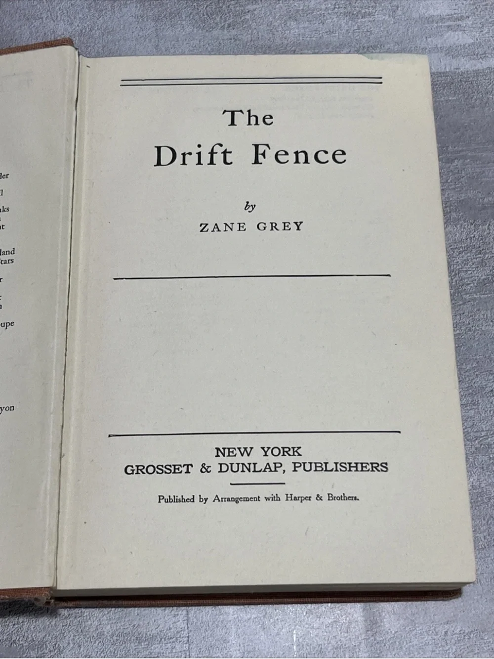 Vintage 1993 Hardcover Western Book 1st Edition by Zane Grey 'The Drift Fence'